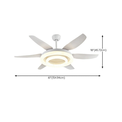 Remote White 6 Blade Modern Ceiling Fan with LED Light