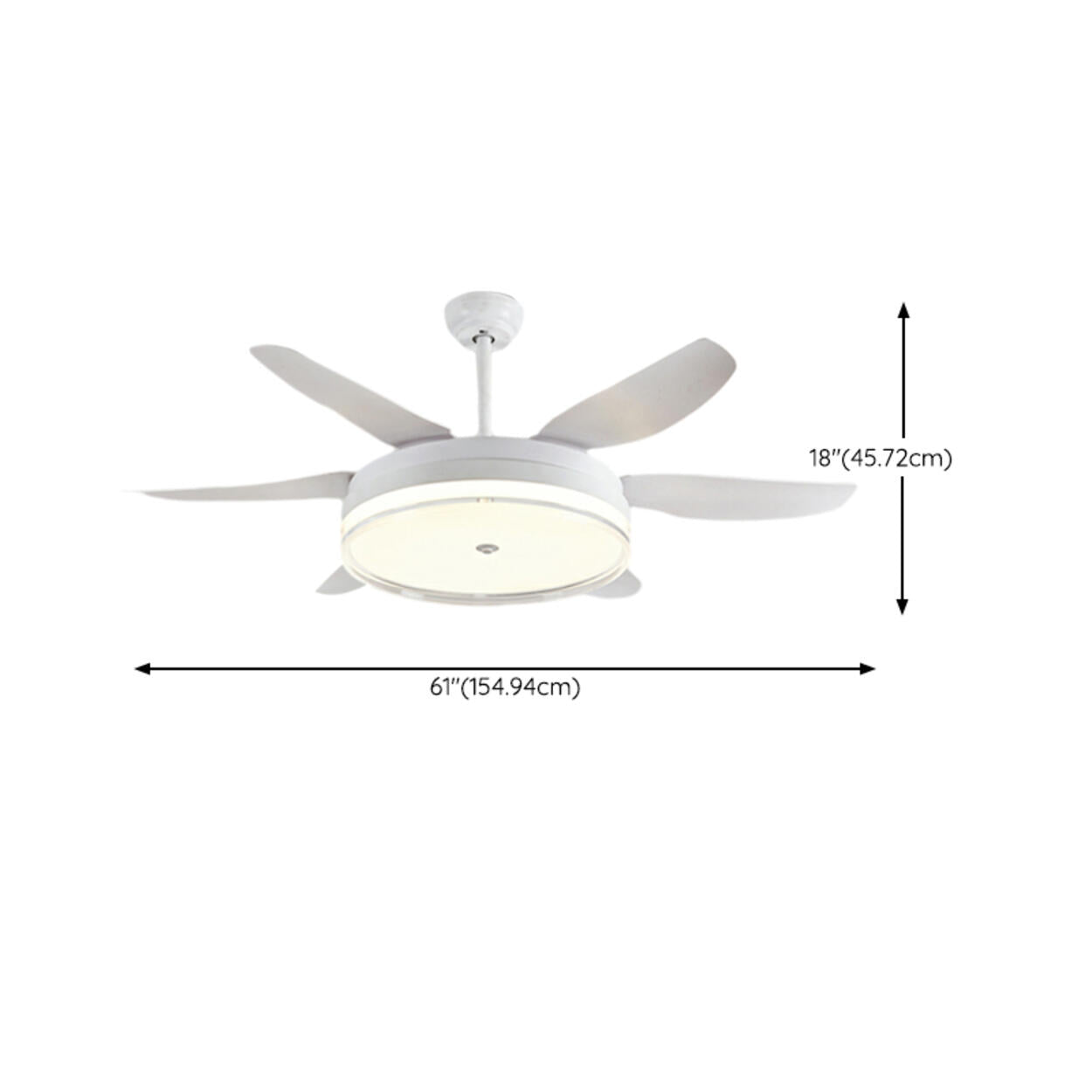 Remote White 6 Blade Modern Ceiling Fan with LED Light