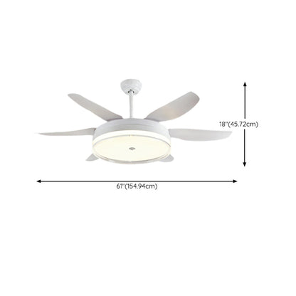 Remote White 6 Blade Modern Ceiling Fan with LED Light