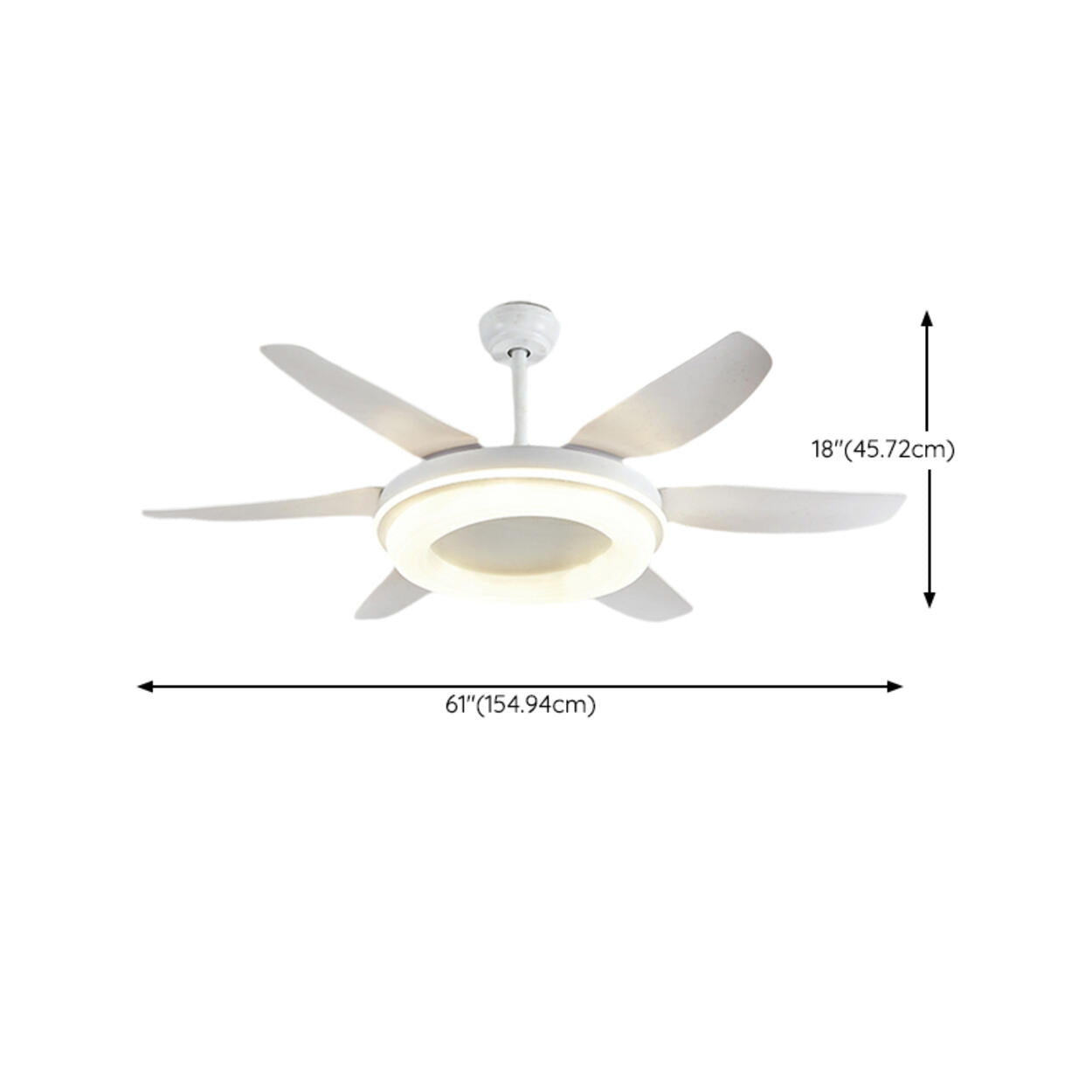 Remote White 6 Blade Modern Ceiling Fan with LED Light