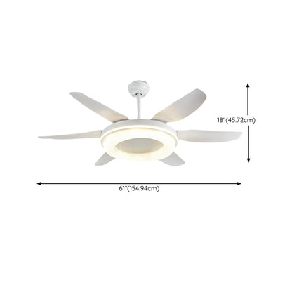 Remote White 6 Blade Modern Ceiling Fan with LED Light