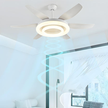 Remote White 6 Blade Modern Ceiling Fan with LED Light