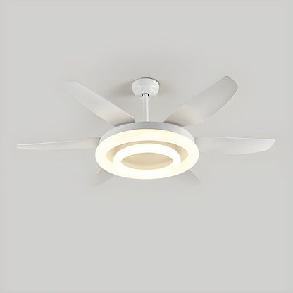 Remote White 6 Blade Modern Ceiling Fan with LED Light