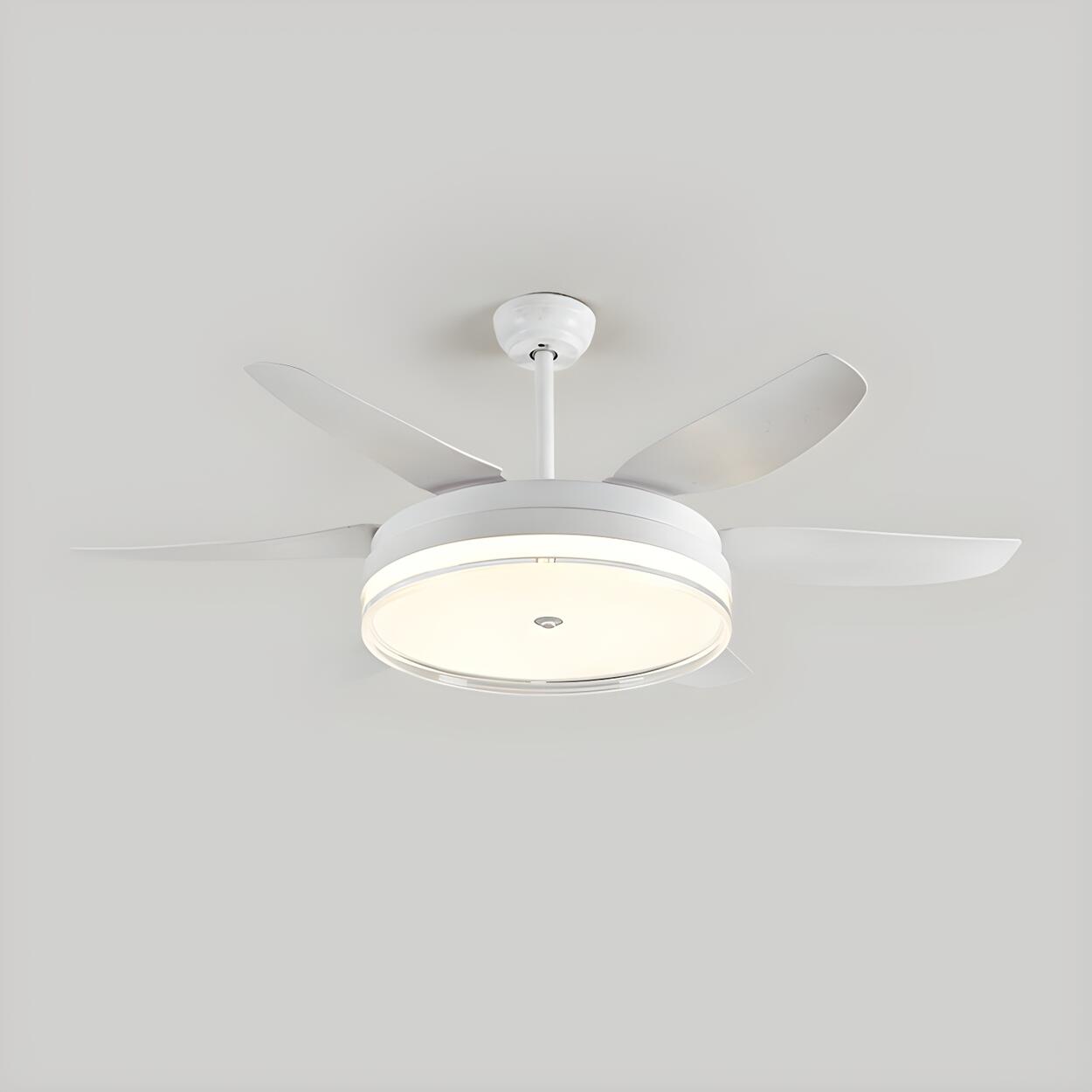 Remote White 6 Blade Modern Ceiling Fan with LED Light