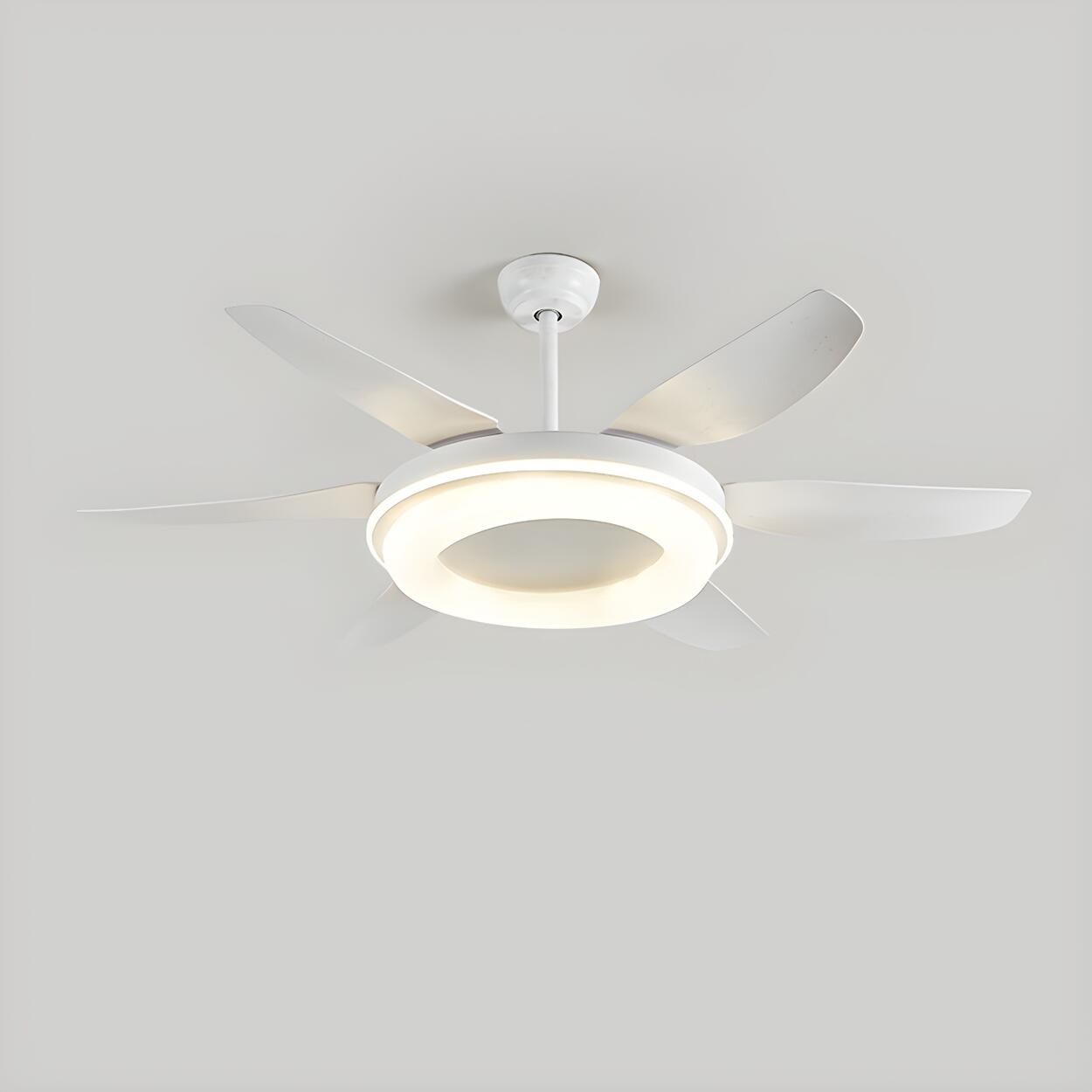 Remote White 6 Blade Modern Ceiling Fan with LED Light