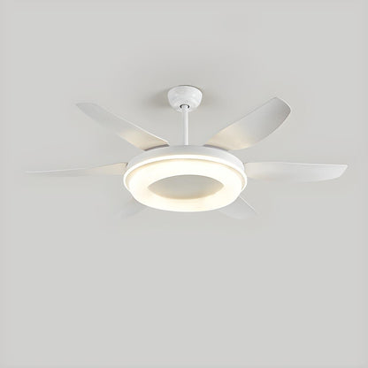 Remote White 6 Blade Modern Ceiling Fan with LED Light