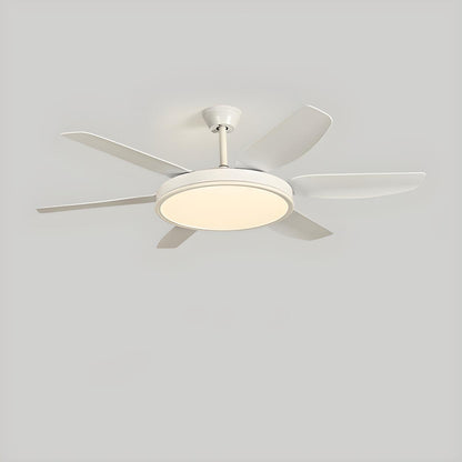 Remote White 6 Blade Modern Ceiling Fan with LED Light