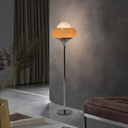 Retro Yellow Bubble Glass and Metal LED Floor Lamp