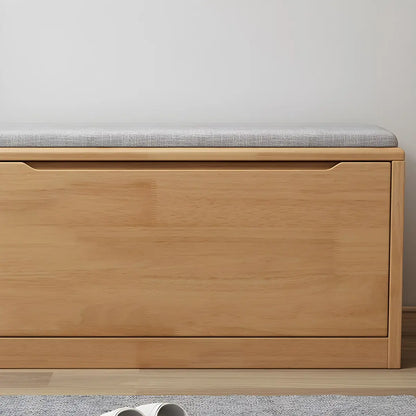 Rubberwood Linen Blend Entryway Bench with Shoe Storage