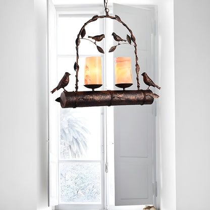 Rustic Retro Bird Metal 2-Light Candle Pendant Light