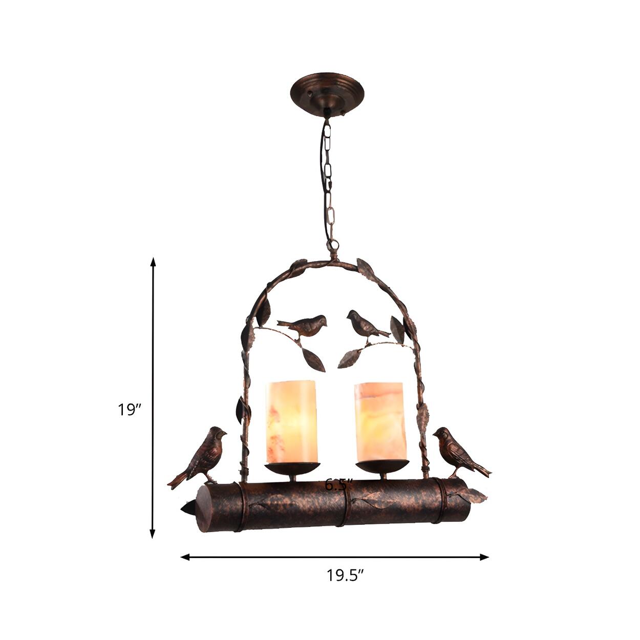 Rustic Retro Bird Metal 2-Light Candle Pendant Light