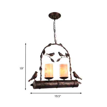 Rustic Retro Bird Metal 2-Light Candle Pendant Light