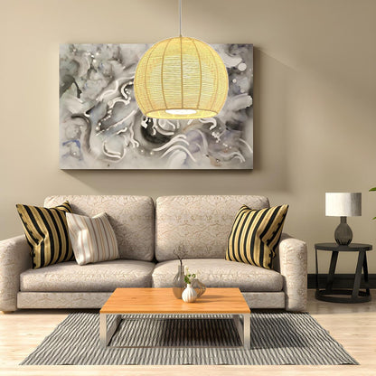 Rustic Rope Natural Rattan Orb Living Room Pendant Light