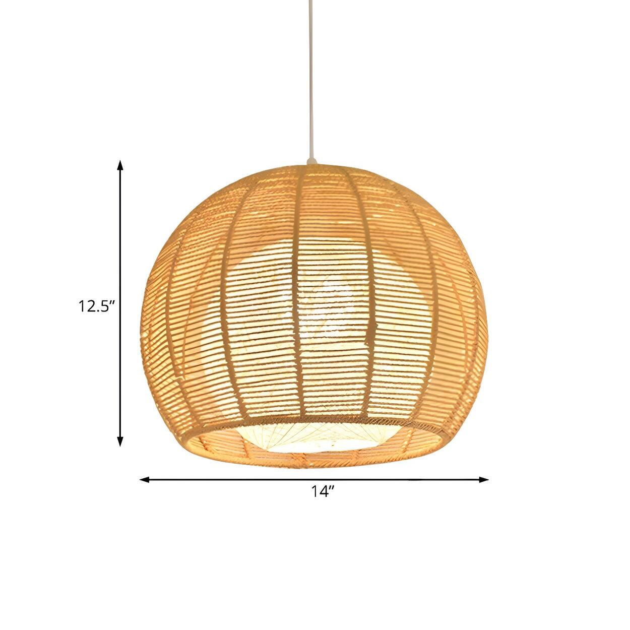 Rustic Rope Natural Rattan Orb Living Room Pendant Light