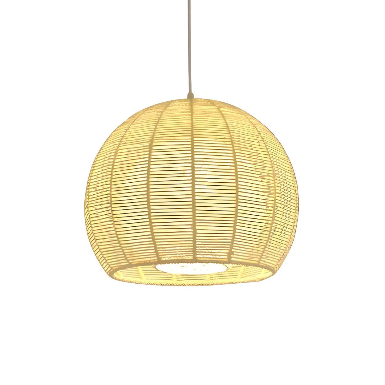 Rustic Rope Natural Rattan Orb Living Room Pendant Light