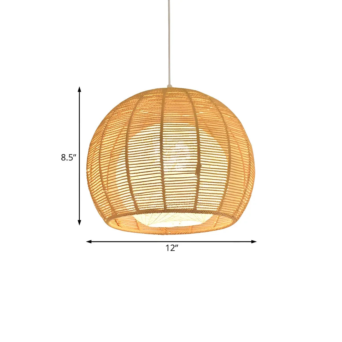 Rustic Rope Natural Rattan Orb Living Room Pendant Light