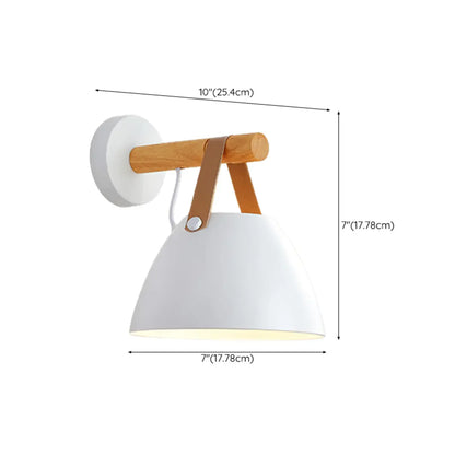 Scandinavian Leather Straps White Cone Wall Sconce