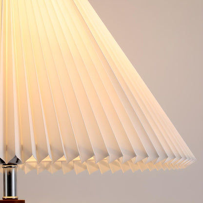 Scandinavian White Pleated Shade Wooden Floor Lamp