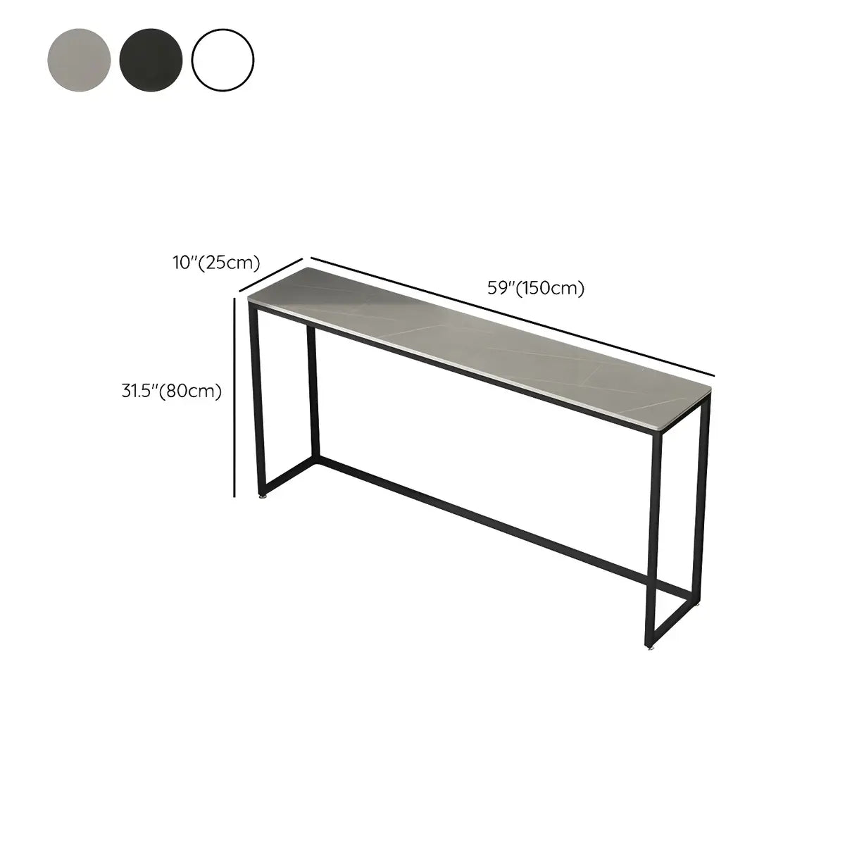 Scratch Resistant Stone Top Black Metal Console Table