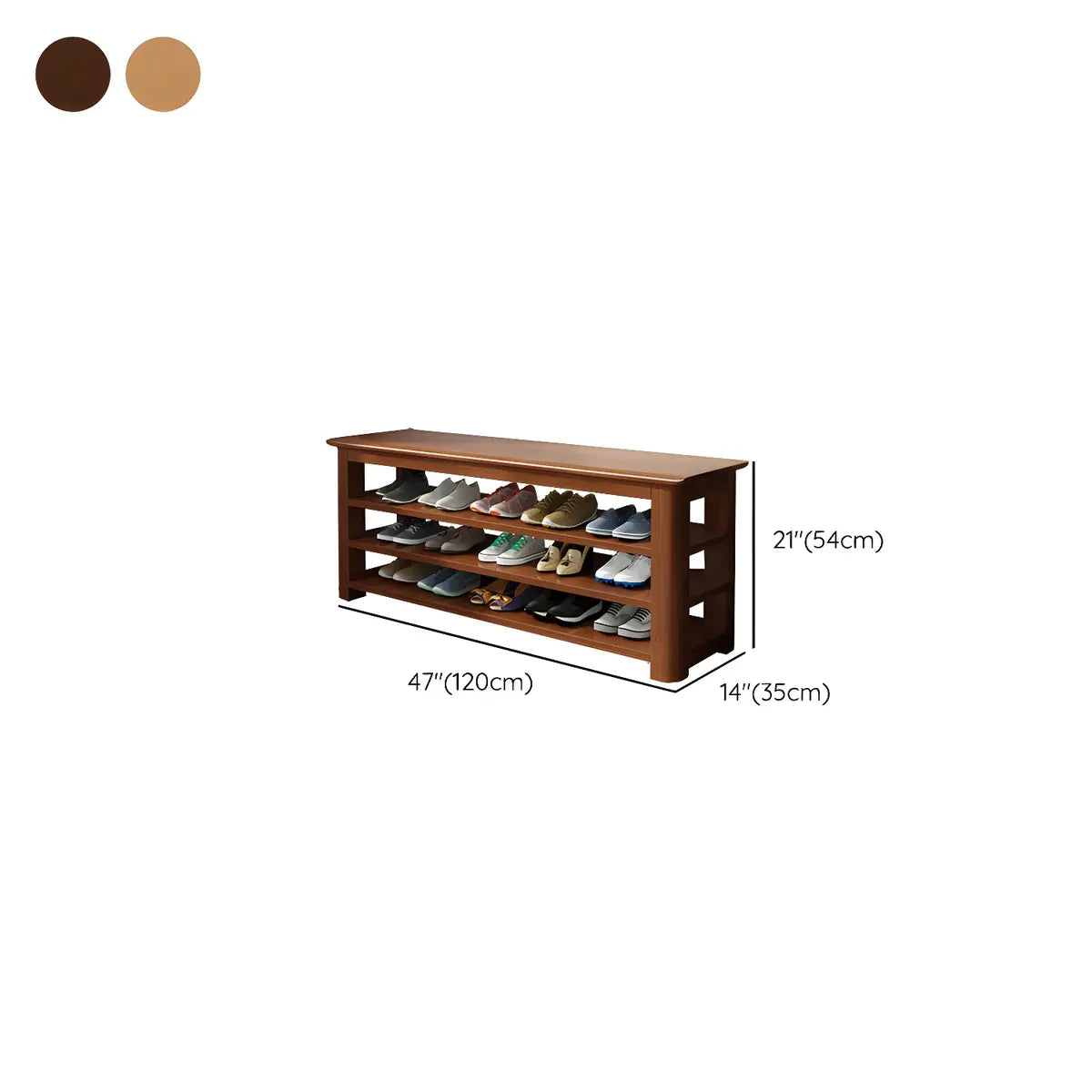 Short Natural Rubberwood Shoe Storage Entryway Bench