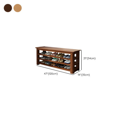 Short Natural Rubberwood Shoe Storage Entryway Bench