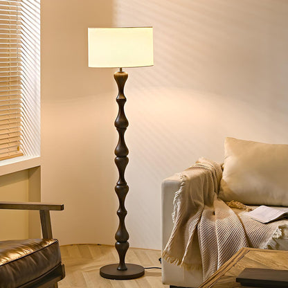 Simple Barrel Black Wooden LED Norden Floor Lamp