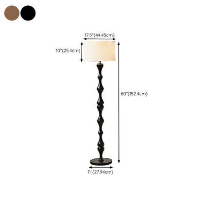 Simple Barrel Black Wooden LED Norden Floor Lamp