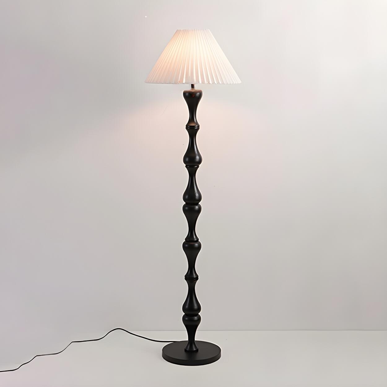 Simple Barrel Black Wooden LED Norden Floor Lamp