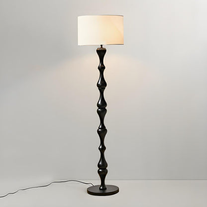 Simple Barrel Black Wooden LED Norden Floor Lamp