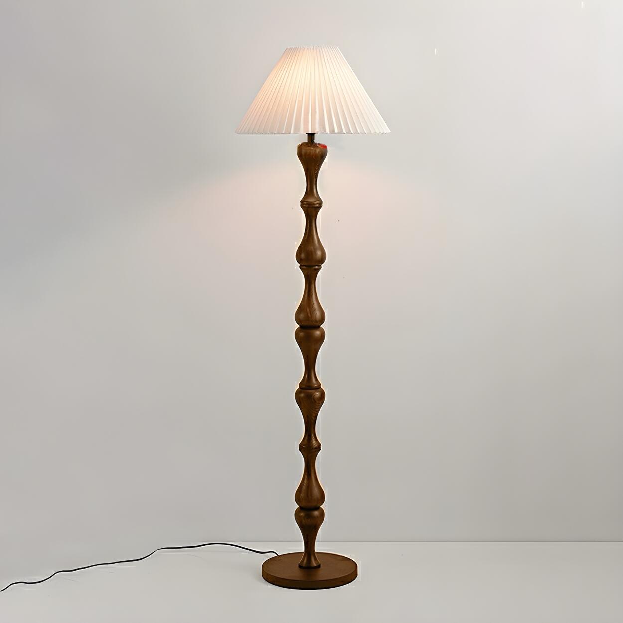 Simple Barrel Black Wooden LED Norden Floor Lamp