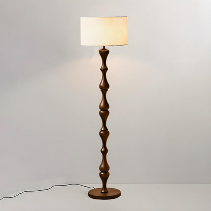 Simple Barrel Black Wooden LED Norden Floor Lamp