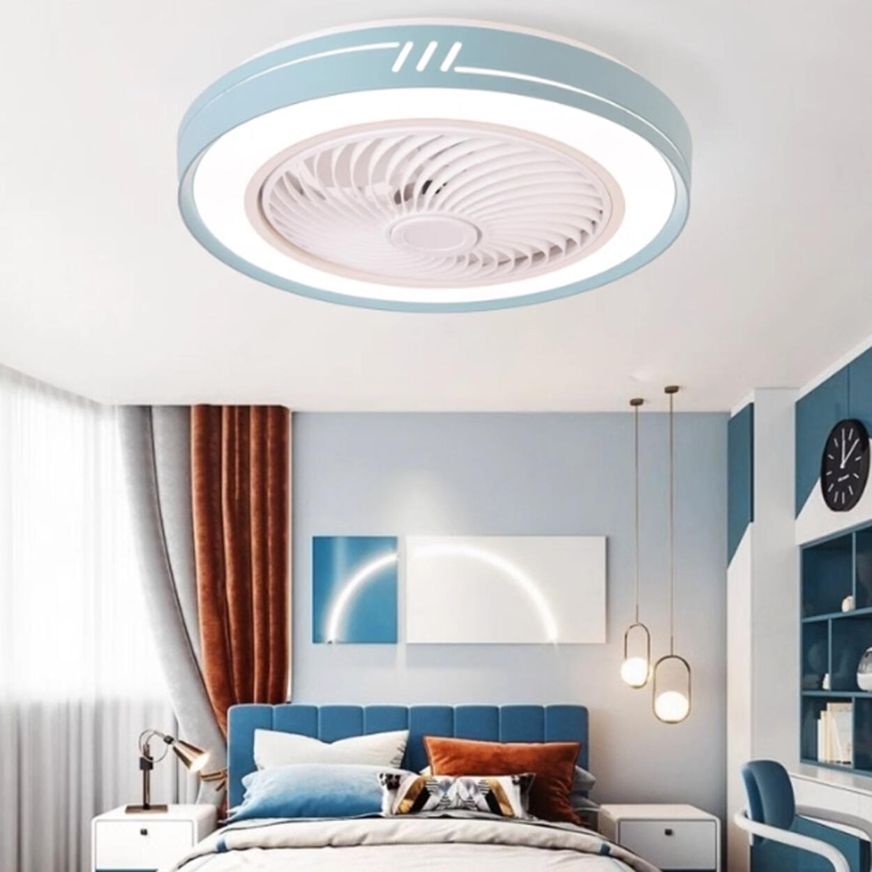 Simple Flush Mount Bladeless Ceiling Fan with Light