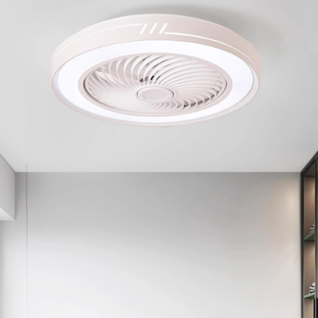 Simple Flush Mount Bladeless Ceiling Fan with Light