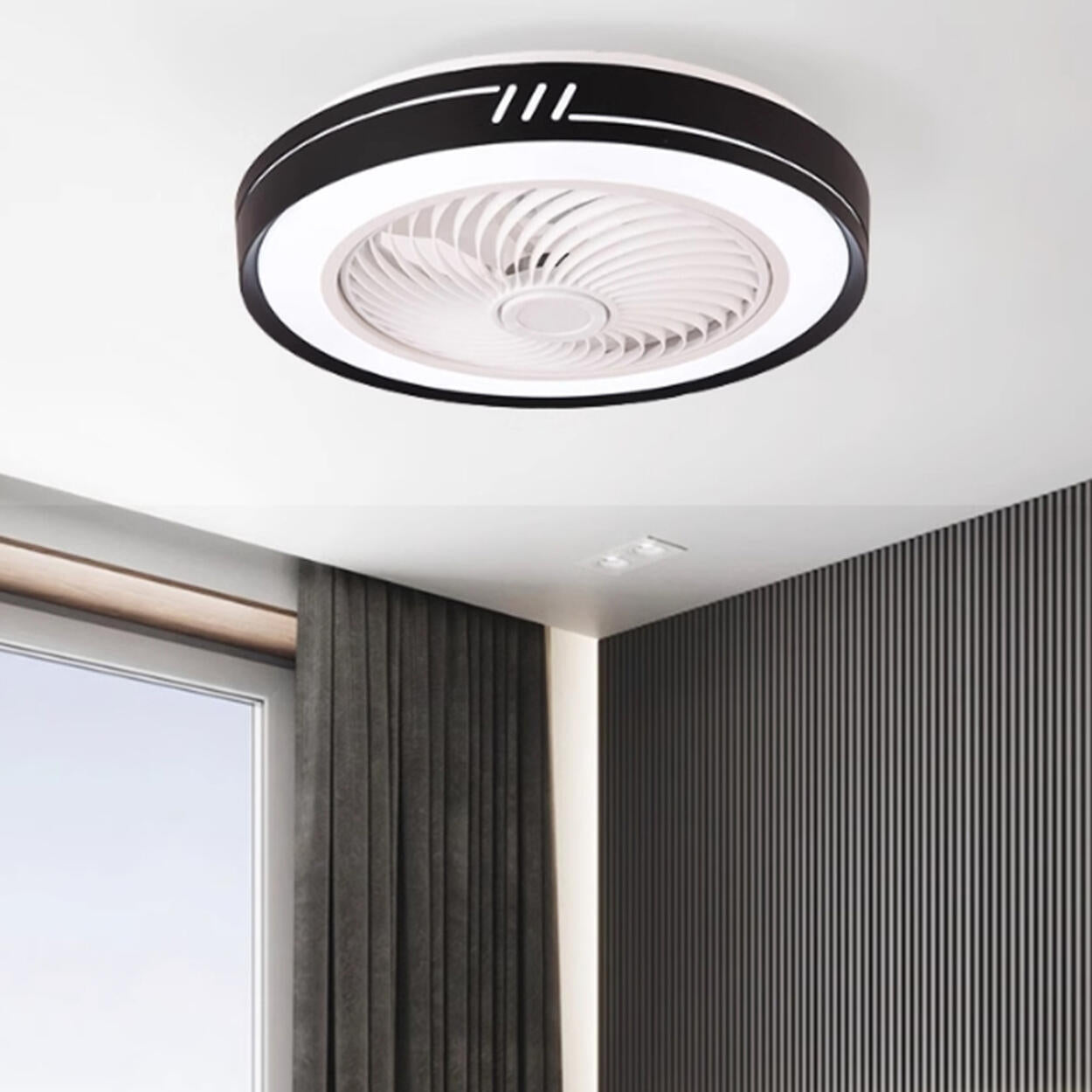 Simple Flush Mount Bladeless Ceiling Fan with Light