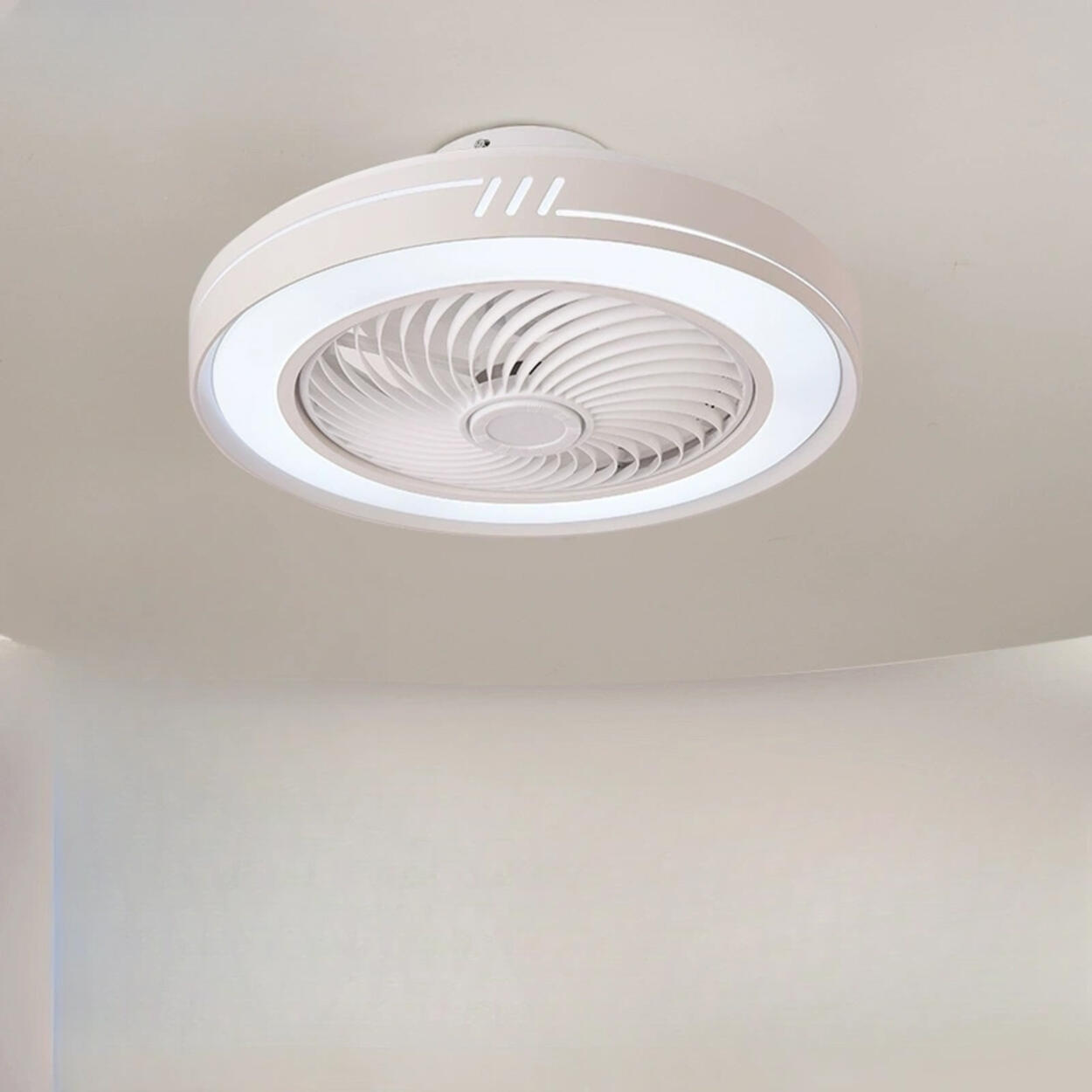 Simple Flush Mount Bladeless Ceiling Fan with Light