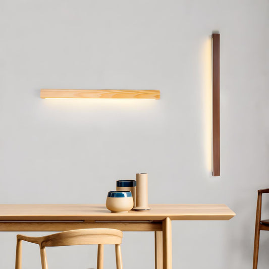 Simple Linear Wooden LED Wall Mount Light Fixture