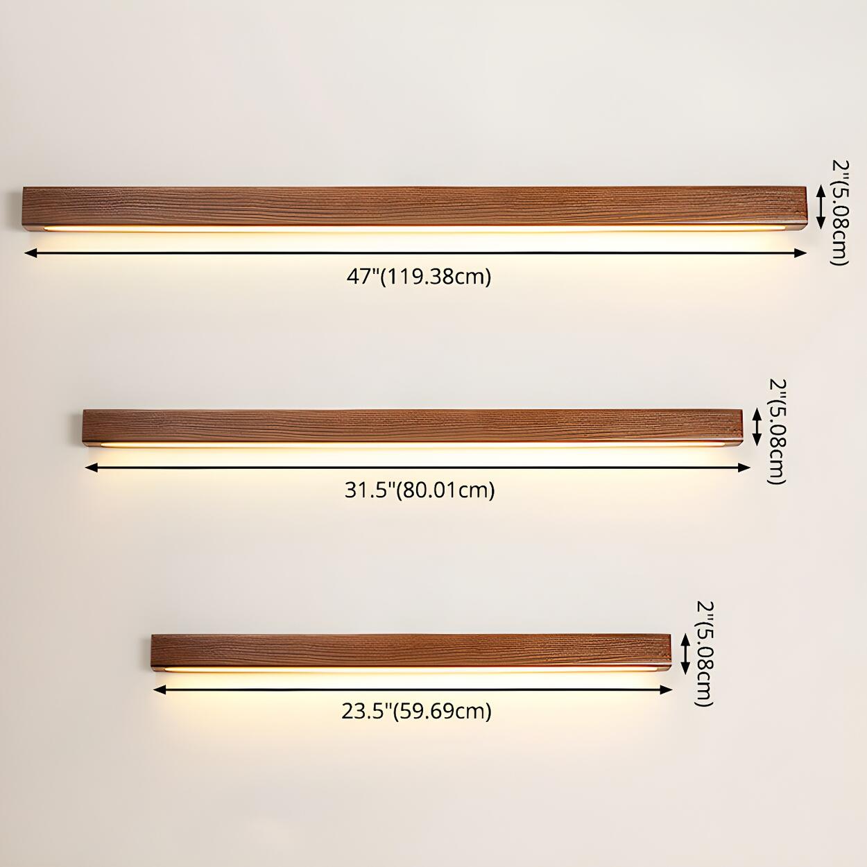 Simple Linear Wooden LED Wall Mount Light Fixture