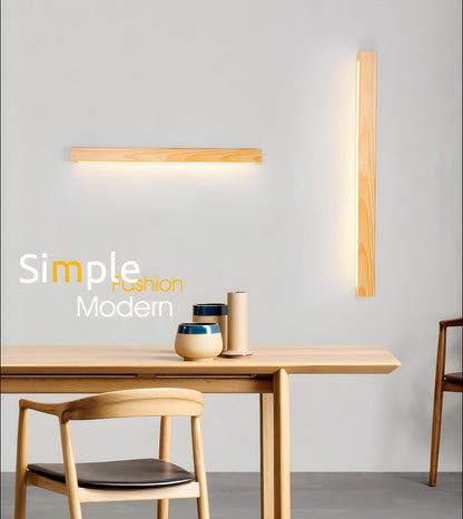 Simple Linear Wooden LED Wall Mount Light Fixture