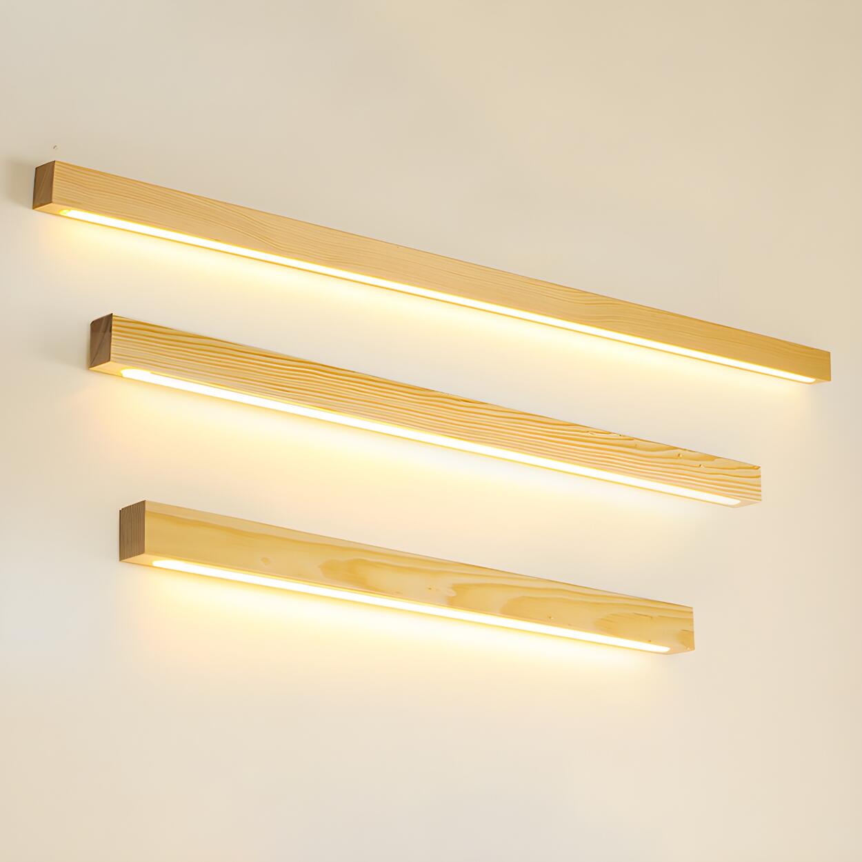 Simple Linear Wooden LED Wall Mount Light Fixture