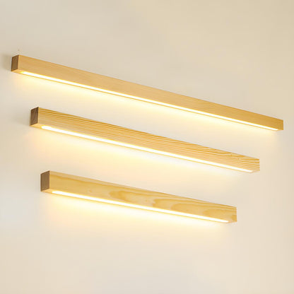 Simple Linear Wooden LED Wall Mount Light Fixture