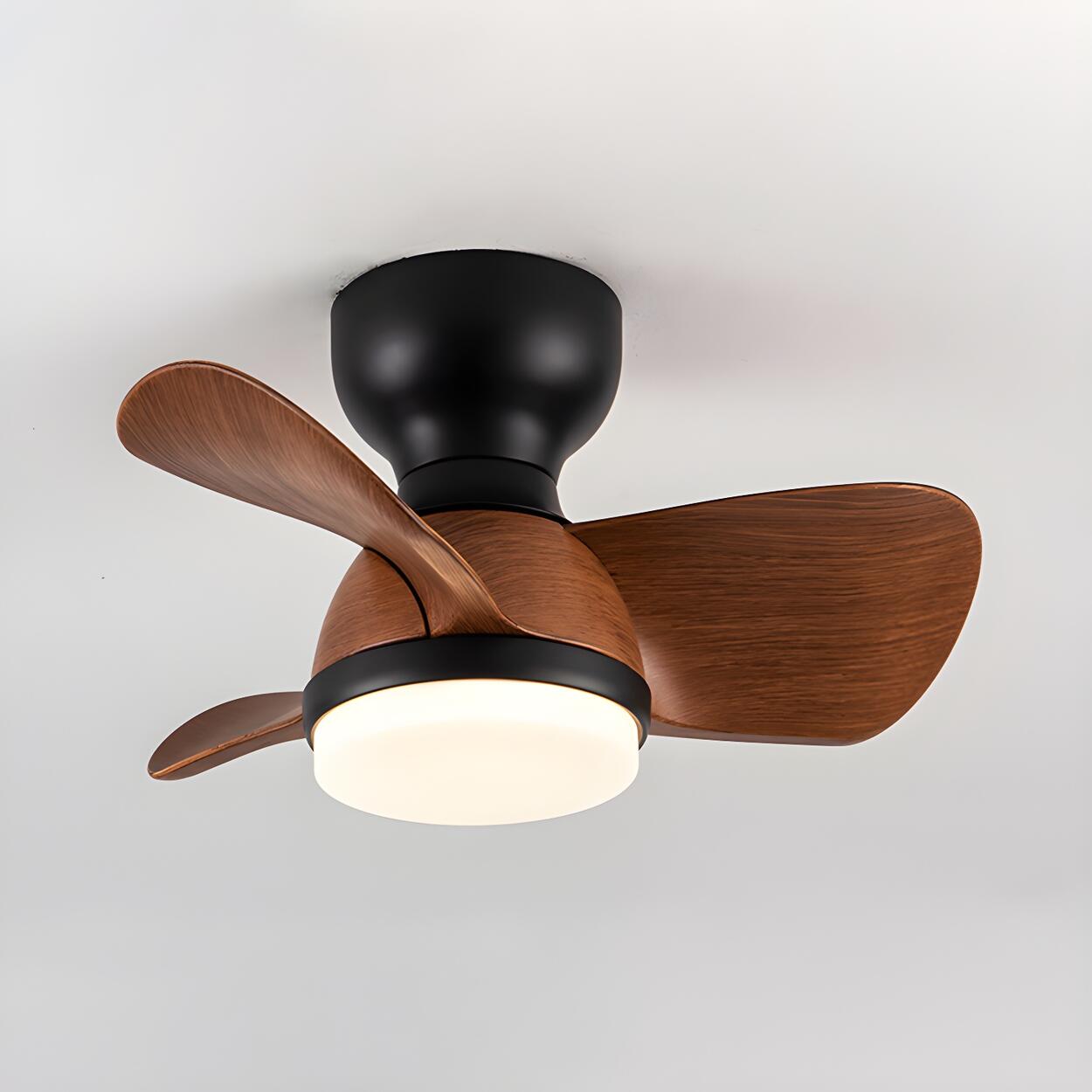 Simple Mini Flush Modern 3 Blade Ceiling Fan with Light