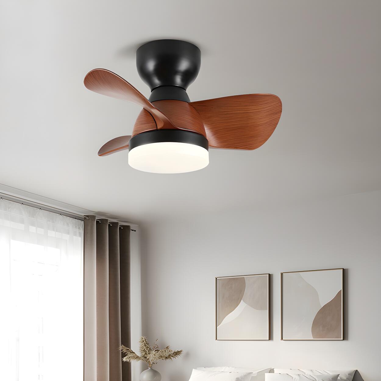 Simple Mini Flush Modern 3 Blade Ceiling Fan with Light