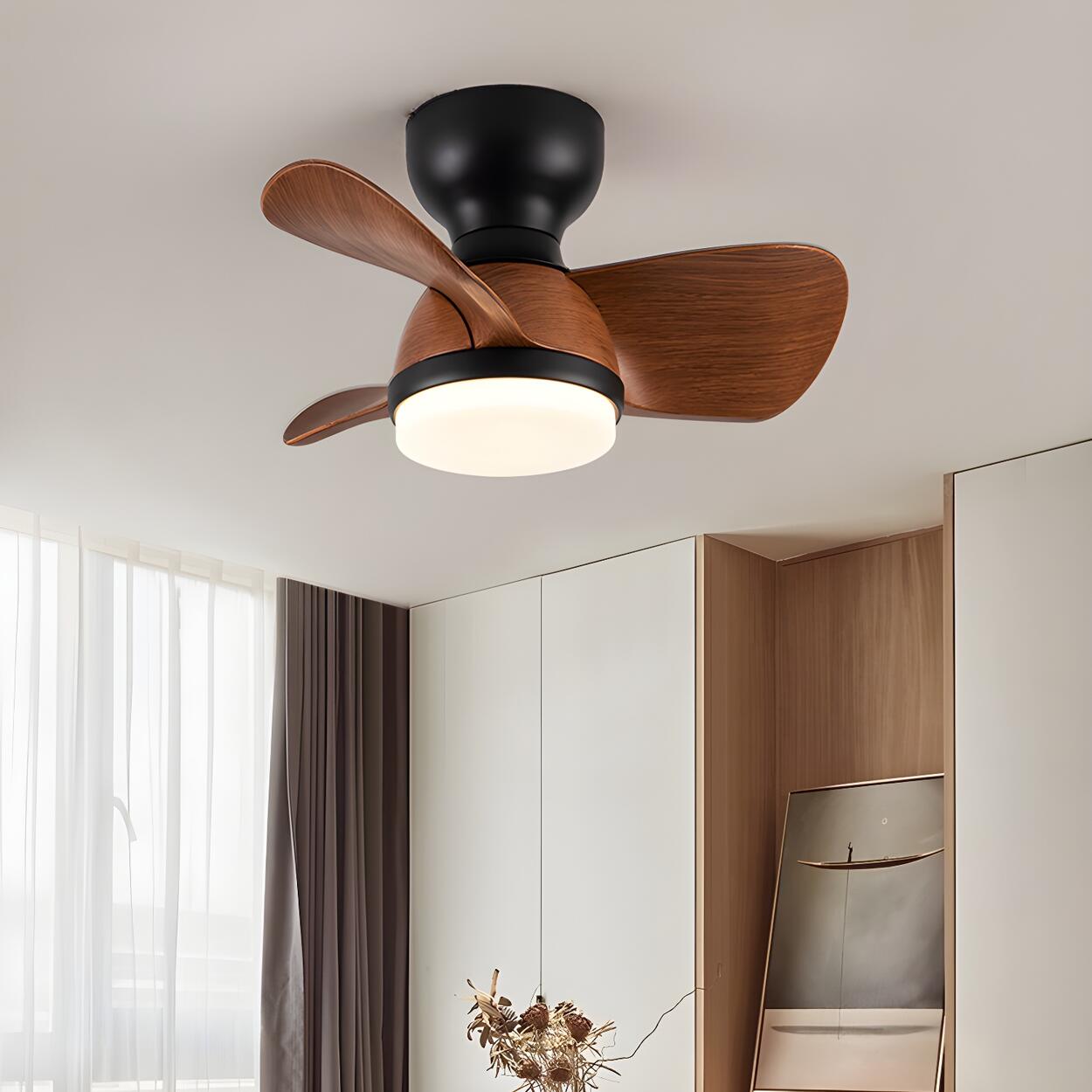 Simple Mini Flush Modern 3 Blade Ceiling Fan with Light