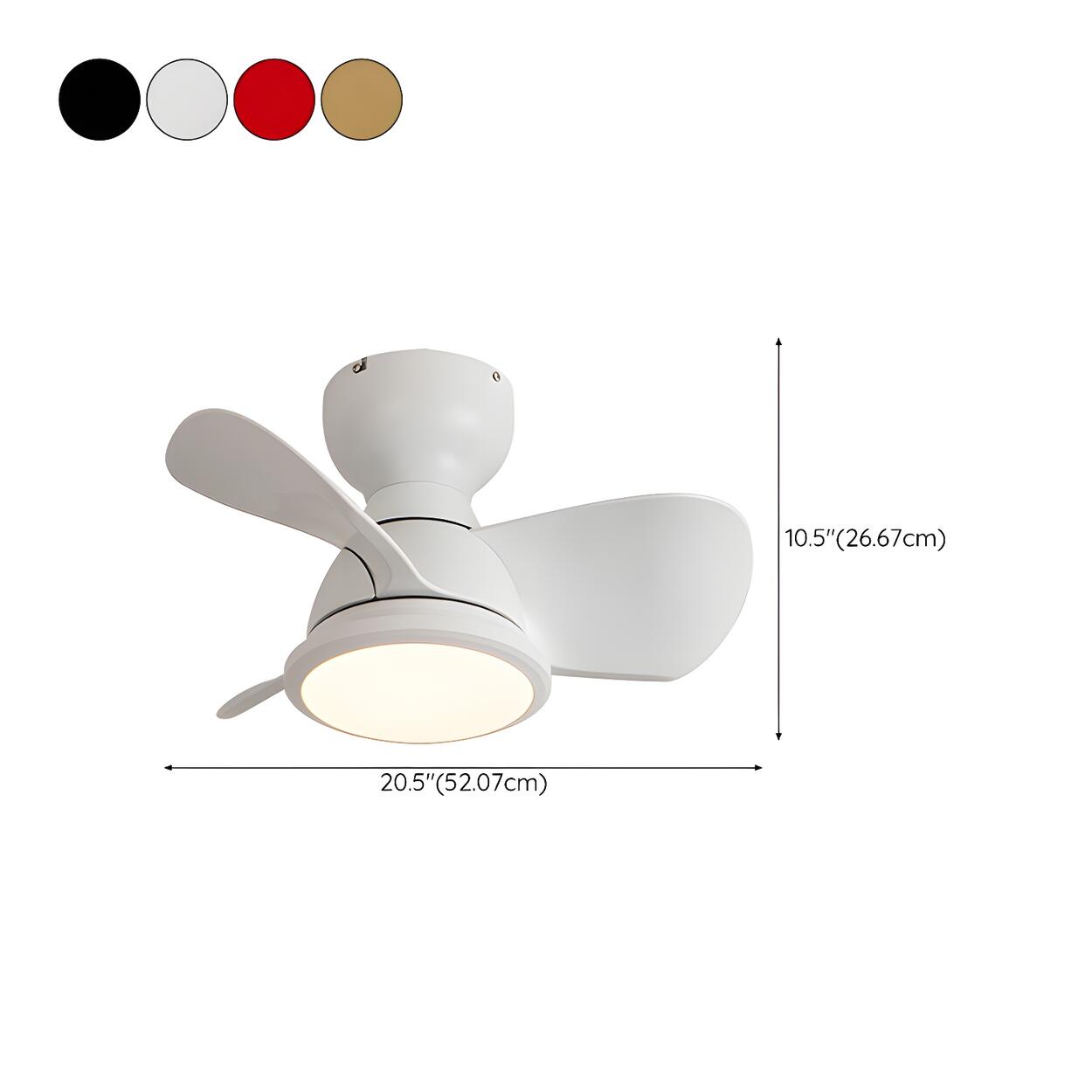 Simple Mini Flush Modern 3 Blade Ceiling Fan with Light