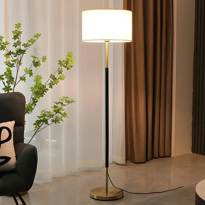 Simple Modern Drum Shade Gold and Black Floor Lamp