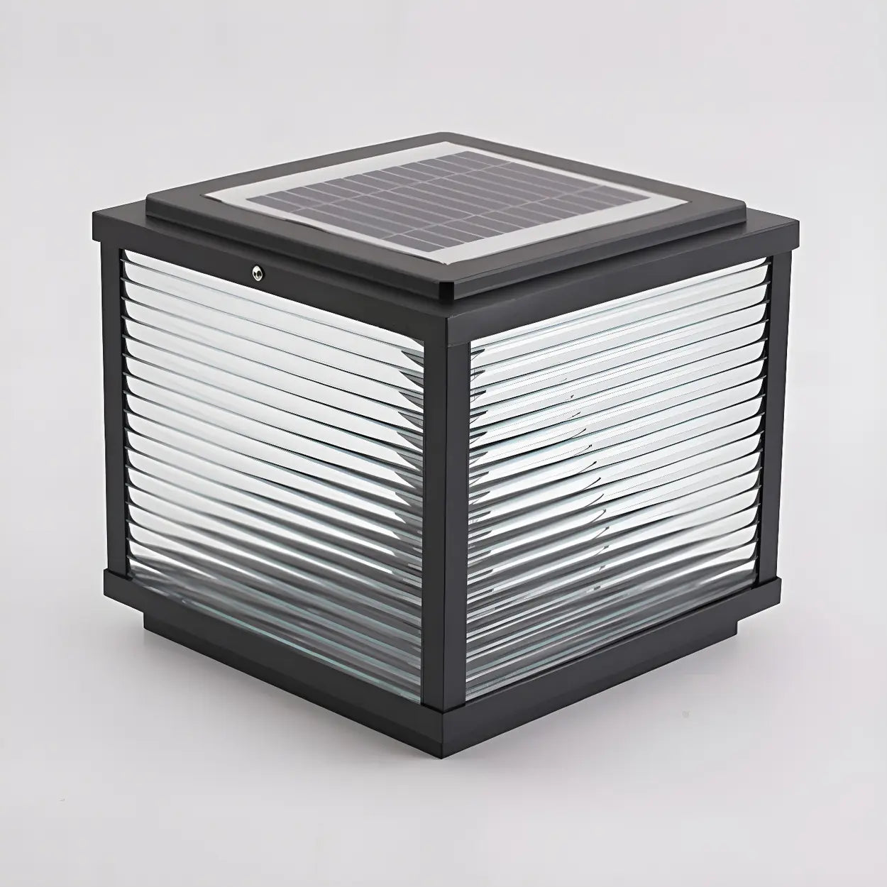 Simple Modern Glass Cube Solar Outdoor Post Light