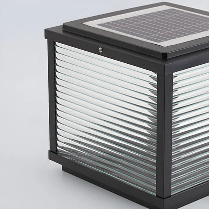 Simple Modern Glass Cube Solar Outdoor Post Light