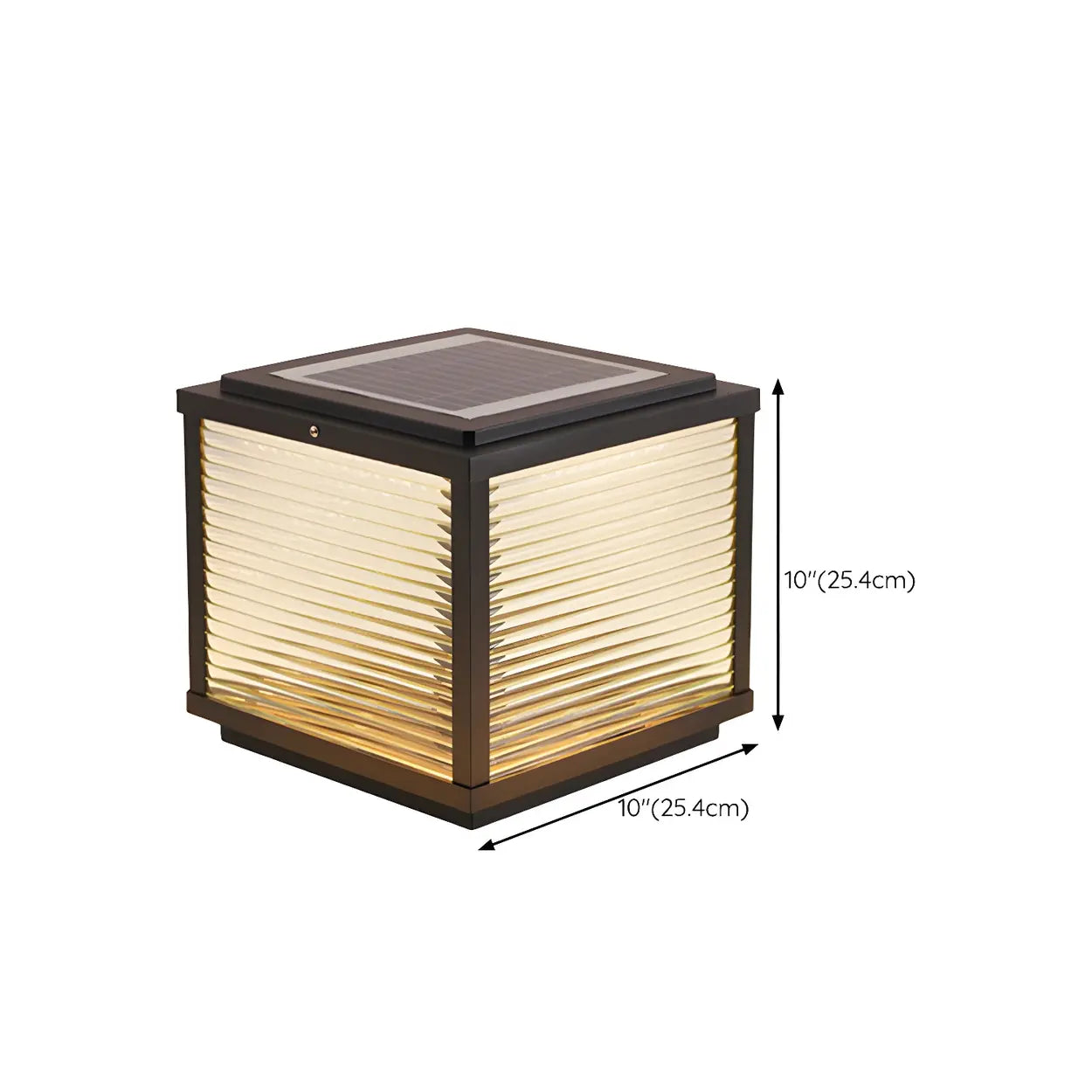 Simple Modern Glass Cube Solar Outdoor Post Light