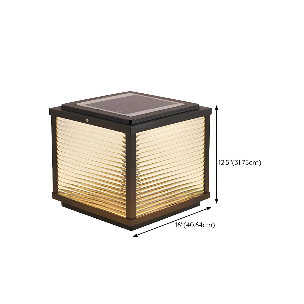 Simple Modern Glass Cube Solar Outdoor Post Light