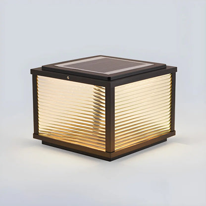 Simple Modern Glass Cube Solar Outdoor Post Light